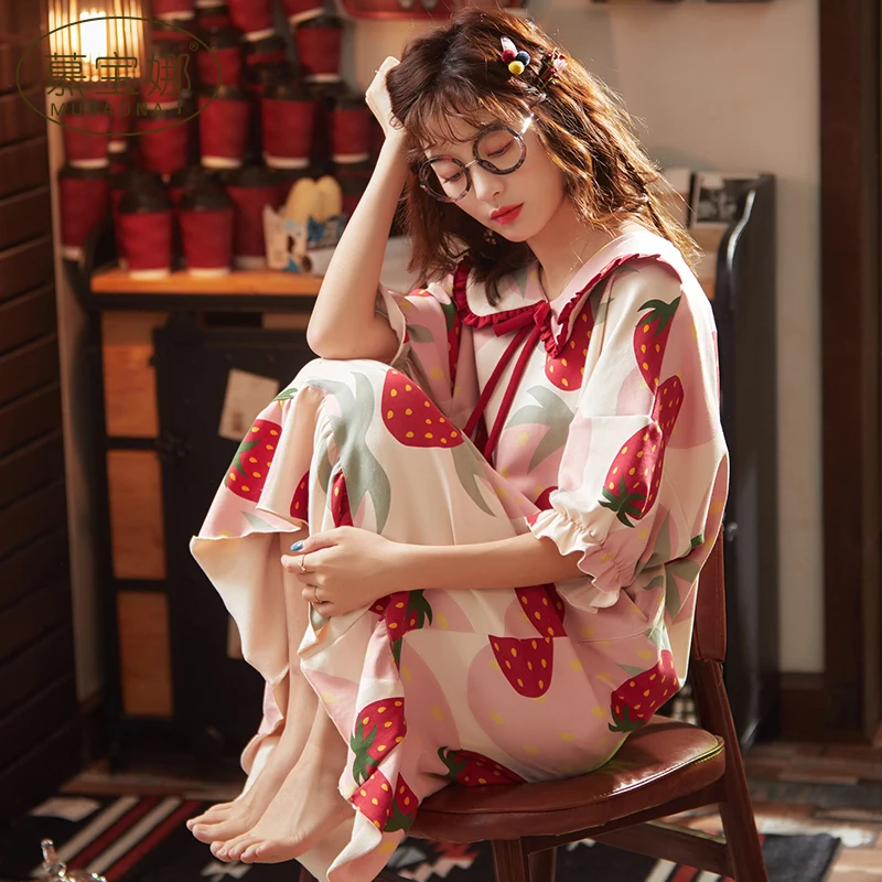 Ночная рубашка женская, с коротким рукавом и отложным воротником, с оборками и карманами, лето 2021 
Ночная рубашка женская, с коротким рукавом и отложным воротником, с оборками и карманами, лето 2021