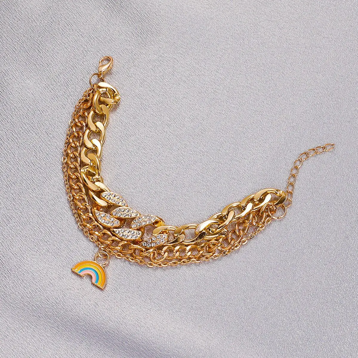 New Hot Metal Rainbow Bracelet for Men Women Gold Color Punk Casual Curb Cuban Link Chain Bracelet Jewelry Gift
New Hot Metal Rainbow Bracelet for Men Women Gold Color Punk Casual Curb Cuban Link Chain Bracelet Jewelry Gift