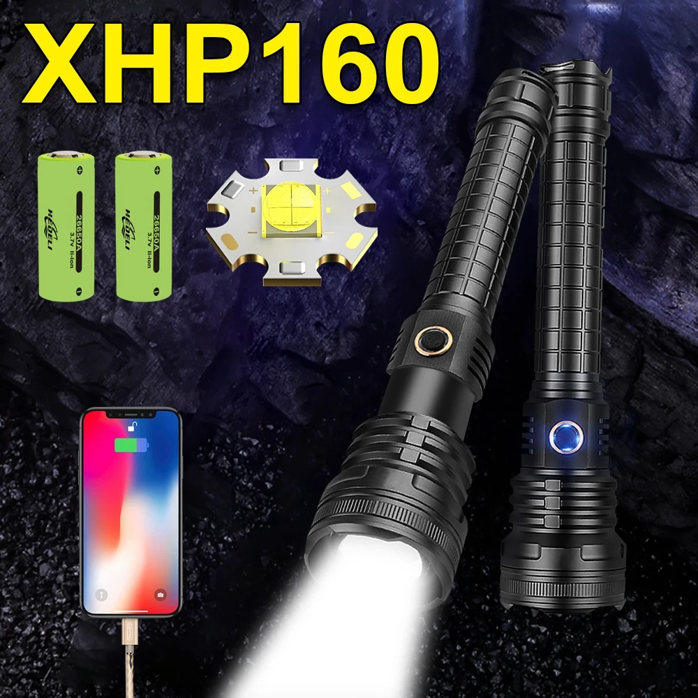 Super Bright XHP160 High Lumen Most Powerful LED Flashlight Torch Rechargeable Tactical Flashlights 18650 High Power Flash Light
Super Bright XHP160 High Lumen Most Powerful LED Flashlight Torch Rechargeable Tactical Flashlights 18650 High Power Flash Light