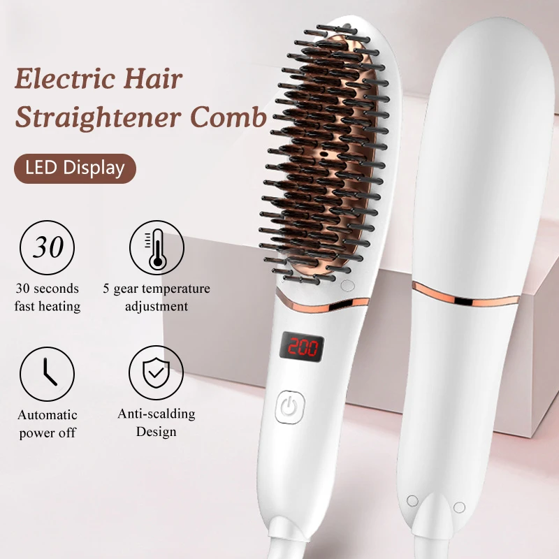 Electric Hair Straightener Comb LED Display Beauty Styling Anti-Scalding Design 5 Gear Temperature for Hard Curly hair
Electric Hair Straightener Comb LED Display Beauty Styling Anti-Scalding Design 5 Gear Temperature for Hard Curly hair