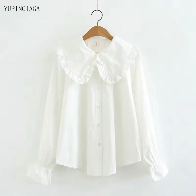 Womens Tops And Blouses Loose Lotus Leaf Collar Long Sleeve Cotton Shirts 2021 Summer Sweet White Shirt Girls 2113838
Womens Tops And Blouses Loose Lotus Leaf Collar Long Sleeve Cotton Shirts 2021 Summer Sweet White Shirt Girls 2113838
