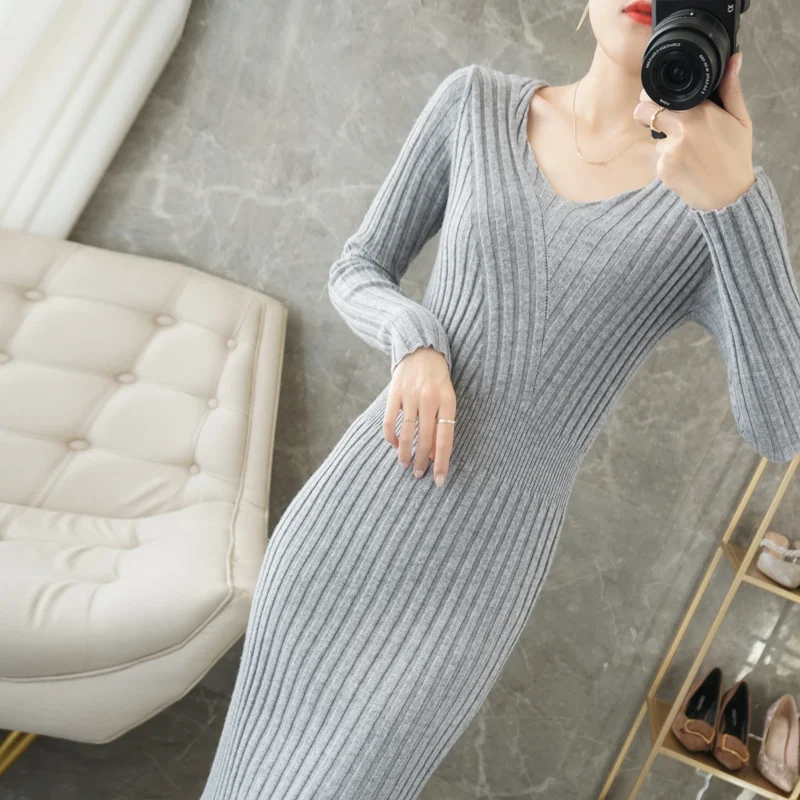 100% Wool Knitting Dresses for Women 2021 New Arrival High Elastic Vneck Knitwear Female Longer Hot Sale Dress
100% Wool Knitting Dresses for Women 2021 New Arrival High Elastic Vneck Knitwear Female Longer Hot Sale Dress