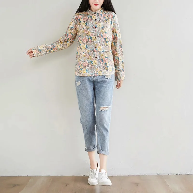 Women Spring Autumn Shirts Fashion Art Style 100% Cotton Lapel Long Sleeve Floral Printed Vintage Loose Blouses Harajuku Blusas
Women Spring Autumn Shirts Fashion Art Style 100% Cotton Lapel Long Sleeve Floral Printed Vintage Loose Blouses Harajuku Blusas