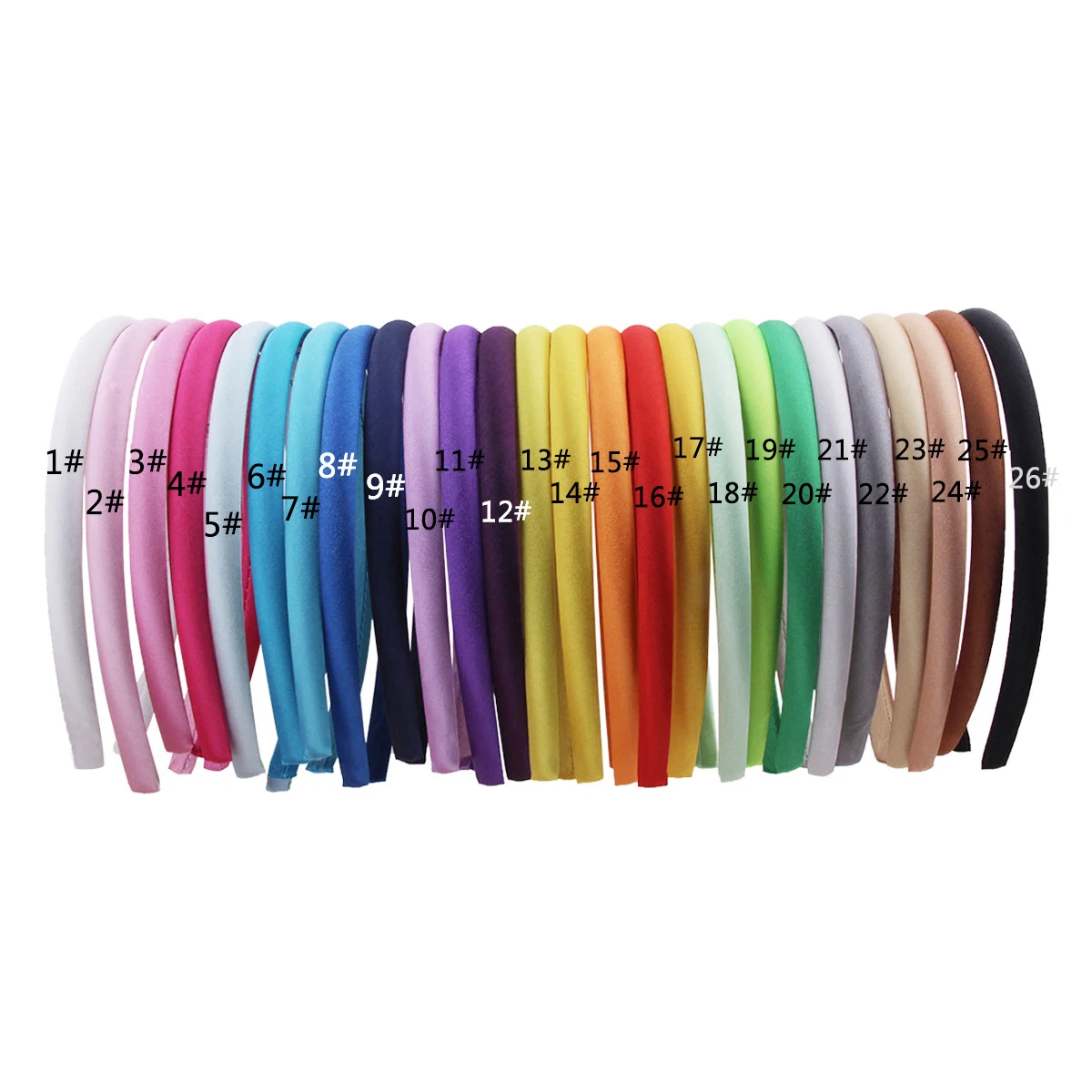 

20 Pcs/lot 20 Colors 10mm Baby Girls Solid Satin Cover Headbands For Kids Children Hard Hairband Hair Accessories
