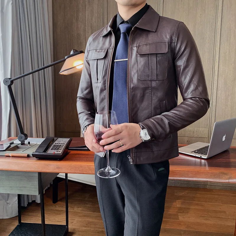 2020 Brand clothing Men's spring High quality Casual leather jackets/Male High quality lapel lapel leisure leather coat S-3XL 
2020 Brand clothing Men's spring High quality Casual leather jackets/Male High quality lapel lapel leisure leather coat S-3XL