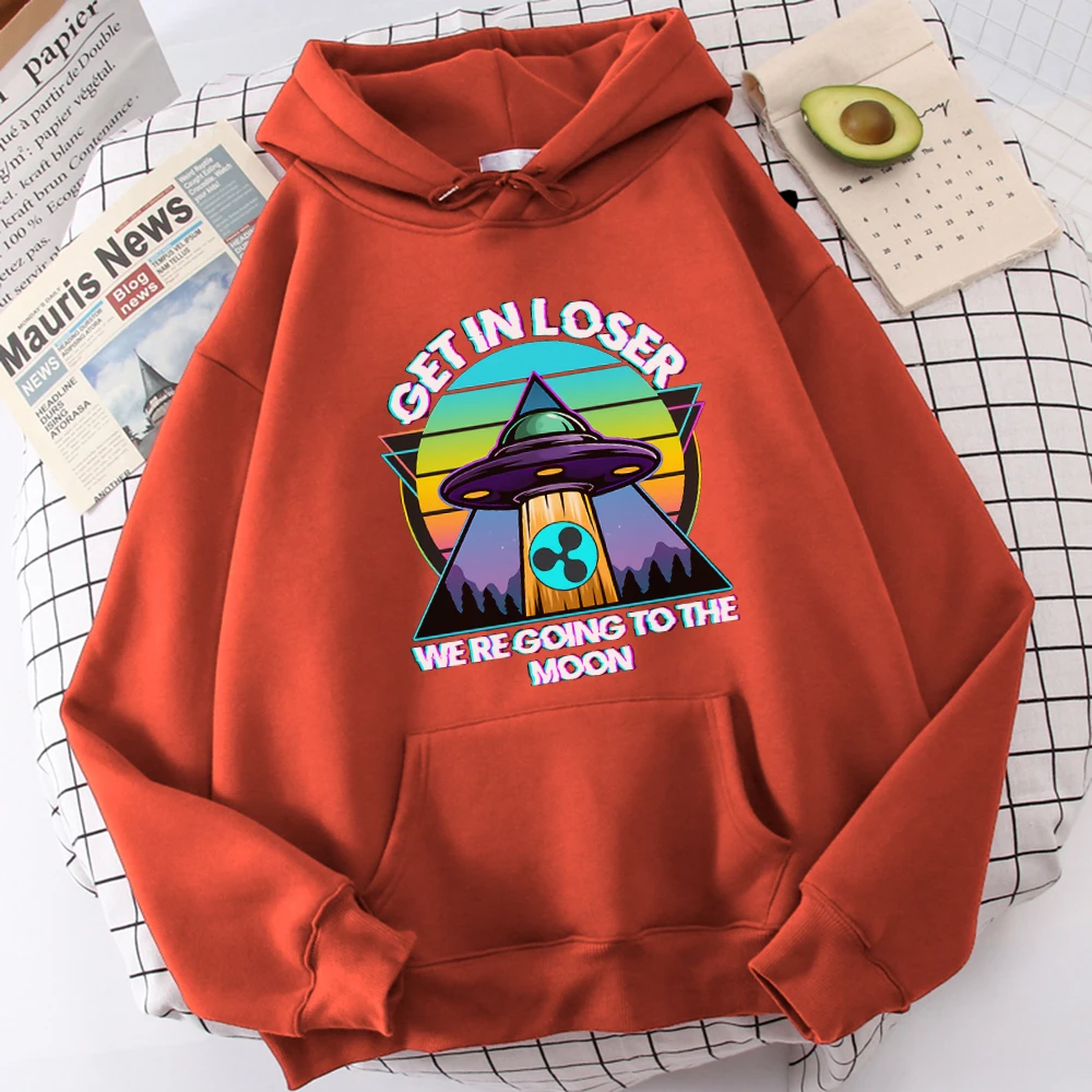 

Get In Loser We Are Going To The Moon Printing Female Hoodies Thermal Brand Tops Warm Autumn Hooded Loose Casual Women Hoody