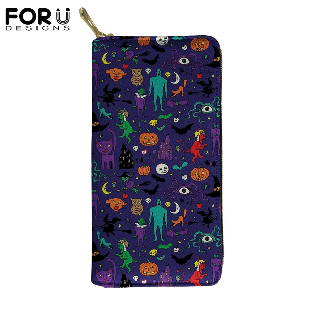 FORUDESIGNS Women Leather Purse Ghost Pumpkin Gothic Cat Pattern Design Long Style Pu Card Holder Clutch Money Wallets Mujer
FORUDESIGNS Women Leather Purse Ghost Pumpkin Gothic Cat Pattern Design Long Style Pu Card Holder Clutch Money Wallets Mujer