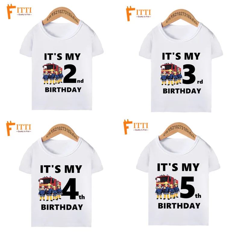 Boy Gir Cartoon Fireman Samed Funny Birthday T Shirts Children It's My 1-10th Birthday T-shirt Kid's Summer Clothes
Boy Gir Cartoon Fireman Samed Funny Birthday T Shirts Children It's My 1-10th Birthday T-shirt Kid's Summer Clothes