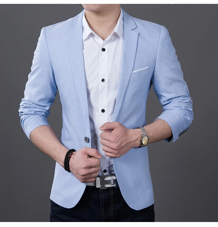 2021 Fashion Men Casual 1 Cotton Jackets Male Slim Fit formal Sky Blue Black Blazer Suit Plus Size 5XL Fashion Men Blazer Sping
2021 Fashion Men Casual 1 Cotton Jackets Male Slim Fit formal Sky Blue Black Blazer Suit Plus Size 5XL Fashion Men Blazer Sping