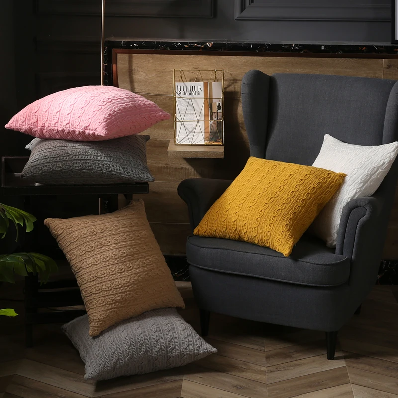 Solid Cotton Knitted Cushion Cover Mustard Yellow White Khaki Grey Pillow Case Fashion 45cm*45cm Home Decoration Zip Open 
Solid Cotton Knitted Cushion Cover Mustard Yellow White Khaki Grey Pillow Case Fashion 45cm*45cm Home Decoration Zip Open