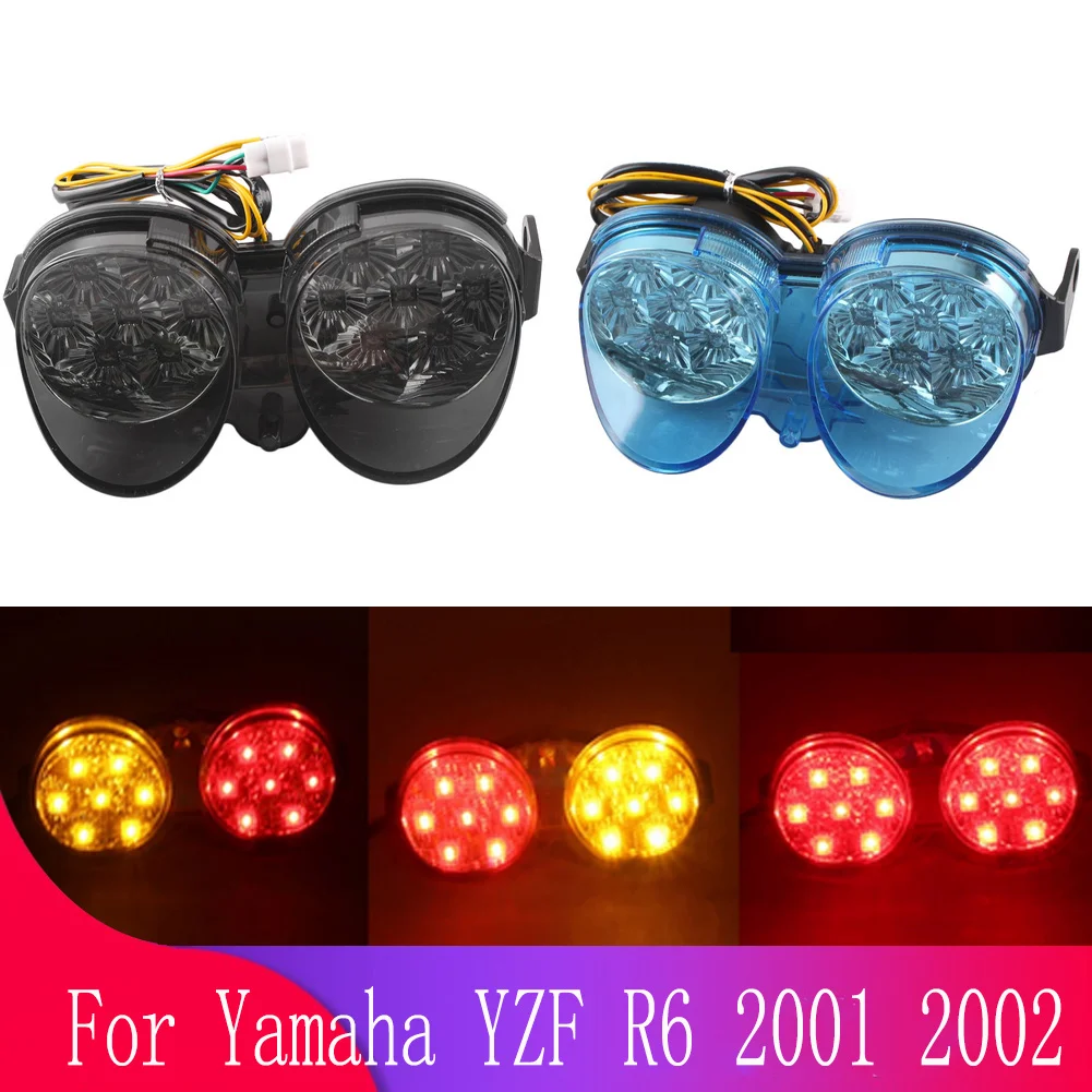 

YZF-R6 Motorcycle Taillight LED Brake Lights Stop Rear Indicators Tail Light Turn Signal Lamp For YAMAHA YZFR6/YZF R6 2001 2002