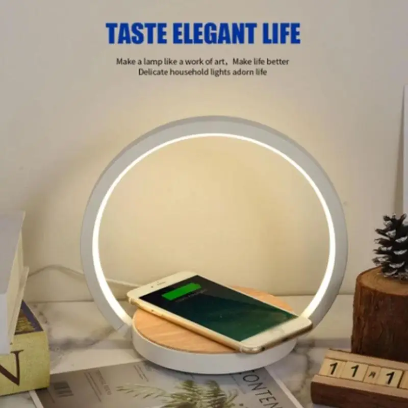 Modern led table lamp for bedroom cell phone wireless charging bedside night lights living room foldable desk lamps decor | Электроника