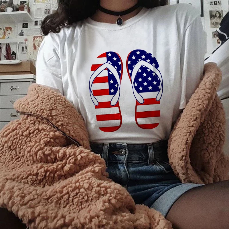 Summer T shirt Women USA Print Tshirt Female Harajuku Streetwear White Short sleeve T shirt Ladies 3XL
Summer T shirt Women USA Print Tshirt Female Harajuku Streetwear White Short sleeve T shirt Ladies 3XL