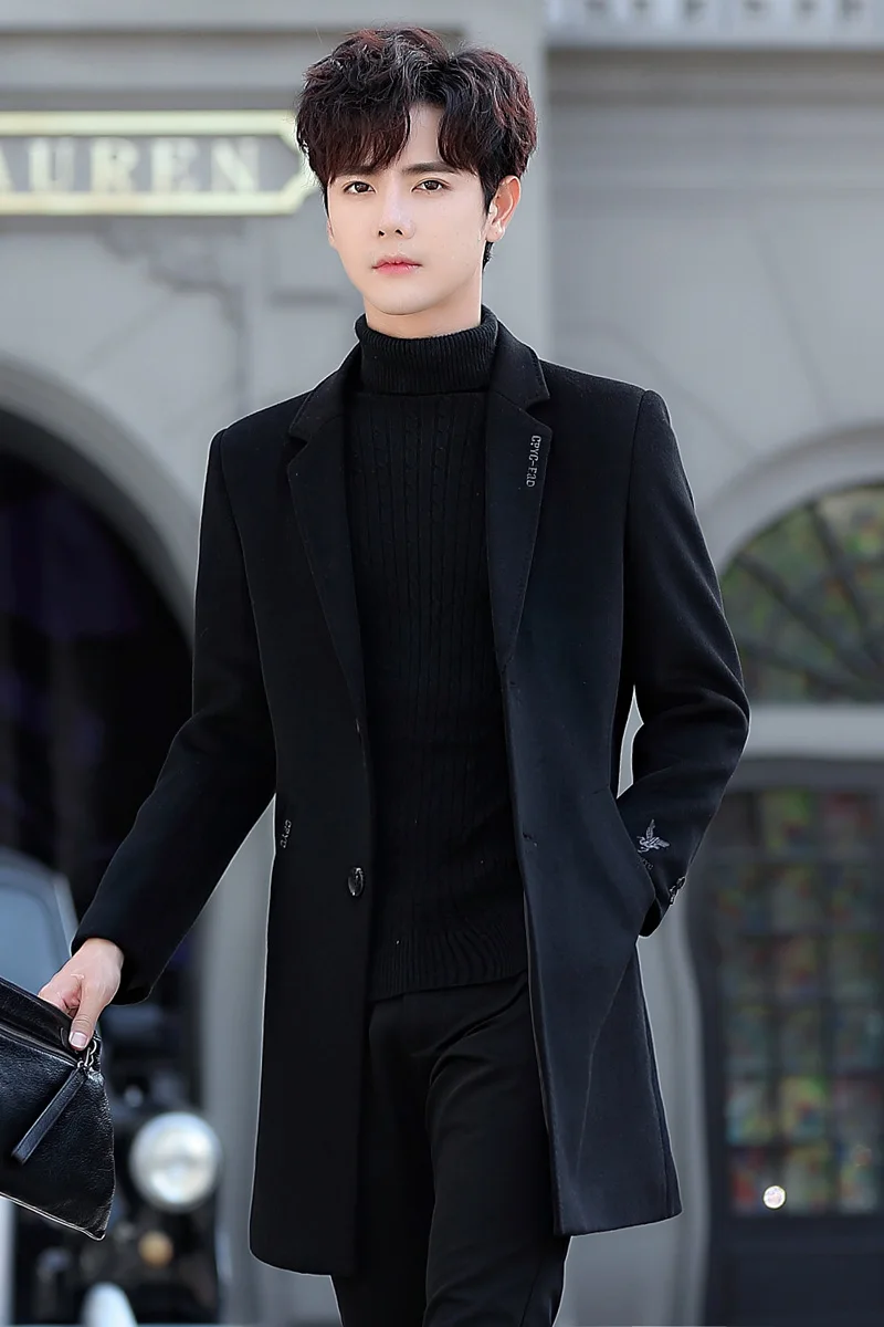 Men's Autumn Winter Jacket Solid Color Woolen Coat Embroidered Wool Trench Tops Casual Slim Long Windbreaker Plus Size Outwear
Men's Autumn Winter Jacket Solid Color Woolen Coat Embroidered Wool Trench Tops Casual Slim Long Windbreaker Plus Size Outwear