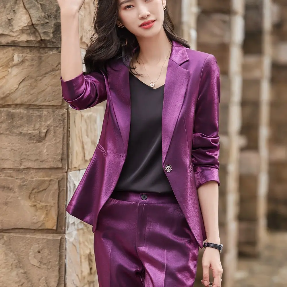 Korean office two piece suit skirt suit autumn and winter elegant long sleeve loose jacket pants two piece women's suit purple
Korean office two piece suit skirt suit autumn and winter elegant long sleeve loose jacket pants two piece women's suit purple