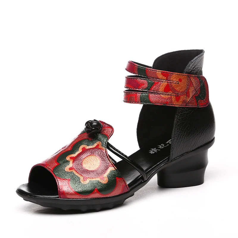 Ethnic Style Summer Genuine Leather Shoes Gladiator Sandals Women Peep Toe High Heels Print Retro Floral Sandals Ladies Shoes 
Ethnic Style Summer Genuine Leather Shoes Gladiator Sandals Women Peep Toe High Heels Print Retro Floral Sandals Ladies Shoes