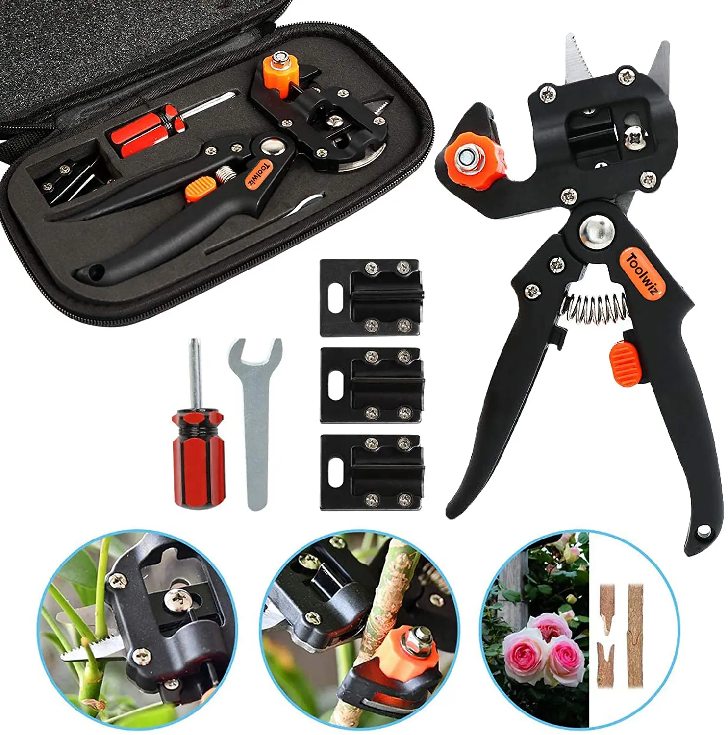 

Professional Grafting Tools Pruner Kit Garden Fruit Tree Grafting Shears 2 in 1 Gardening Scissors + 2 Blades for Plant Branch