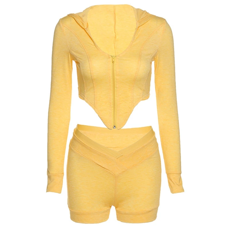 Women Sexy 2Pcs Slim Tracksuit Long Sleeve Zipper Hoodie Crop Top V-Waist Shorts 6XDA
Women Sexy 2Pcs Slim Tracksuit Long Sleeve Zipper Hoodie Crop Top V-Waist Shorts 6XDA