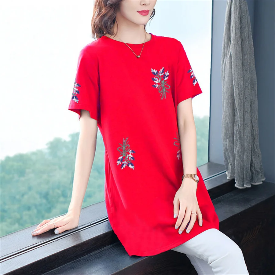 Summer Fashion Vintage Floral Embroidering Tee Tops 2021 Ladies Casual Loose Round Neck Short Sleeve T-shirts
Summer Fashion Vintage Floral Embroidering Tee Tops 2021 Ladies Casual Loose Round Neck Short Sleeve T-shirts