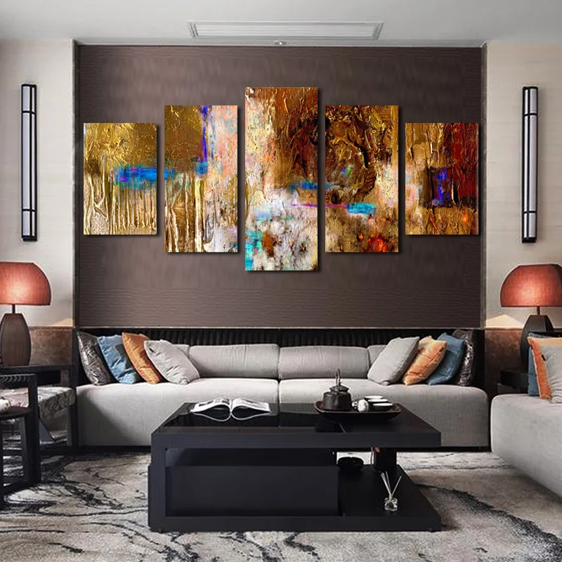 

5 Pieces Abstract Colorful Graffiti Poster Art Landscape Canvas Painting Modular Picture For Living Room Home Cuadros Decoration