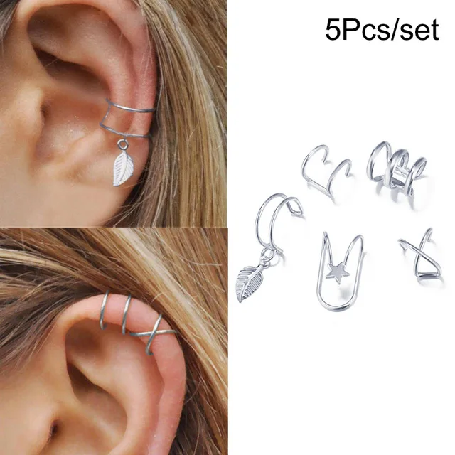 Bohemian Gold Star Leaves Non-Piercing Ear Clip Earrings For Women Men Simple Fake Cartilage Ear Cuff Jewelry Clip d'oreille
Bohemian Gold Star Leaves Non-Piercing Ear Clip Earrings For Women Men Simple Fake Cartilage Ear Cuff Jewelry Clip d'oreille