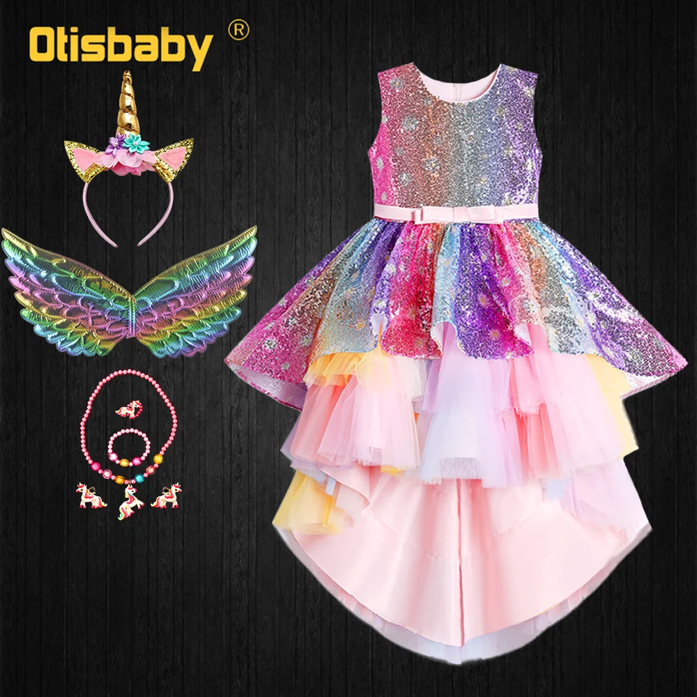 European Clothing Unicorn Girls Rainbow Tutu Dress Gorgeous Sequin Wedding Dresses with Long Tail Cute Clothes for Teen Girls
European Clothing Unicorn Girls Rainbow Tutu Dress Gorgeous Sequin Wedding Dresses with Long Tail Cute Clothes for Teen Girls