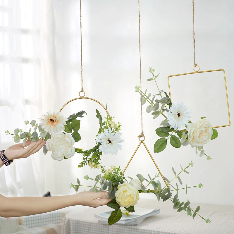 Nordic Style Wall Golden Iron Art DIY Hemp Rope Ornament Creative Restaurant Decoration Simulation Flower Rings Home Decoration
Nordic Style Wall Golden Iron Art DIY Hemp Rope Ornament Creative Restaurant Decoration Simulation Flower Rings Home Decoration