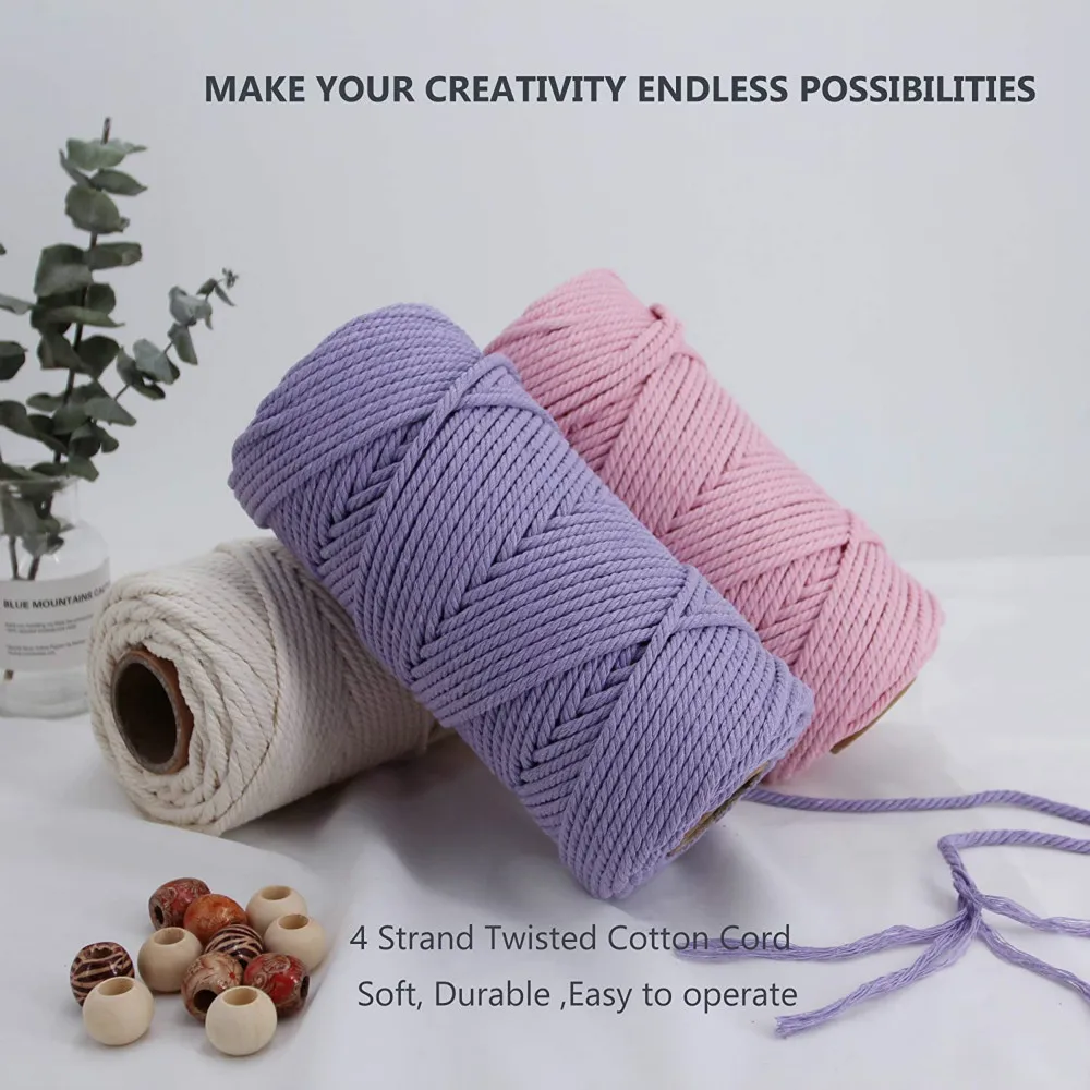 4mm Cotton Cord Colorful Macrame Rope Cord Beige Twisted Craft Macrame String DIY Wedding Home Textile Decorative supply 100M
4mm Cotton Cord Colorful Macrame Rope Cord Beige Twisted Craft Macrame String DIY Wedding Home Textile Decorative supply 100M