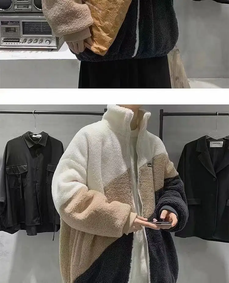 Lamb wool cotton padded jacket men's fashion Korean loose casual splicing cotton padded jacket for students and teenagers
Lamb wool cotton padded jacket men's fashion Korean loose casual splicing cotton padded jacket for students and teenagers