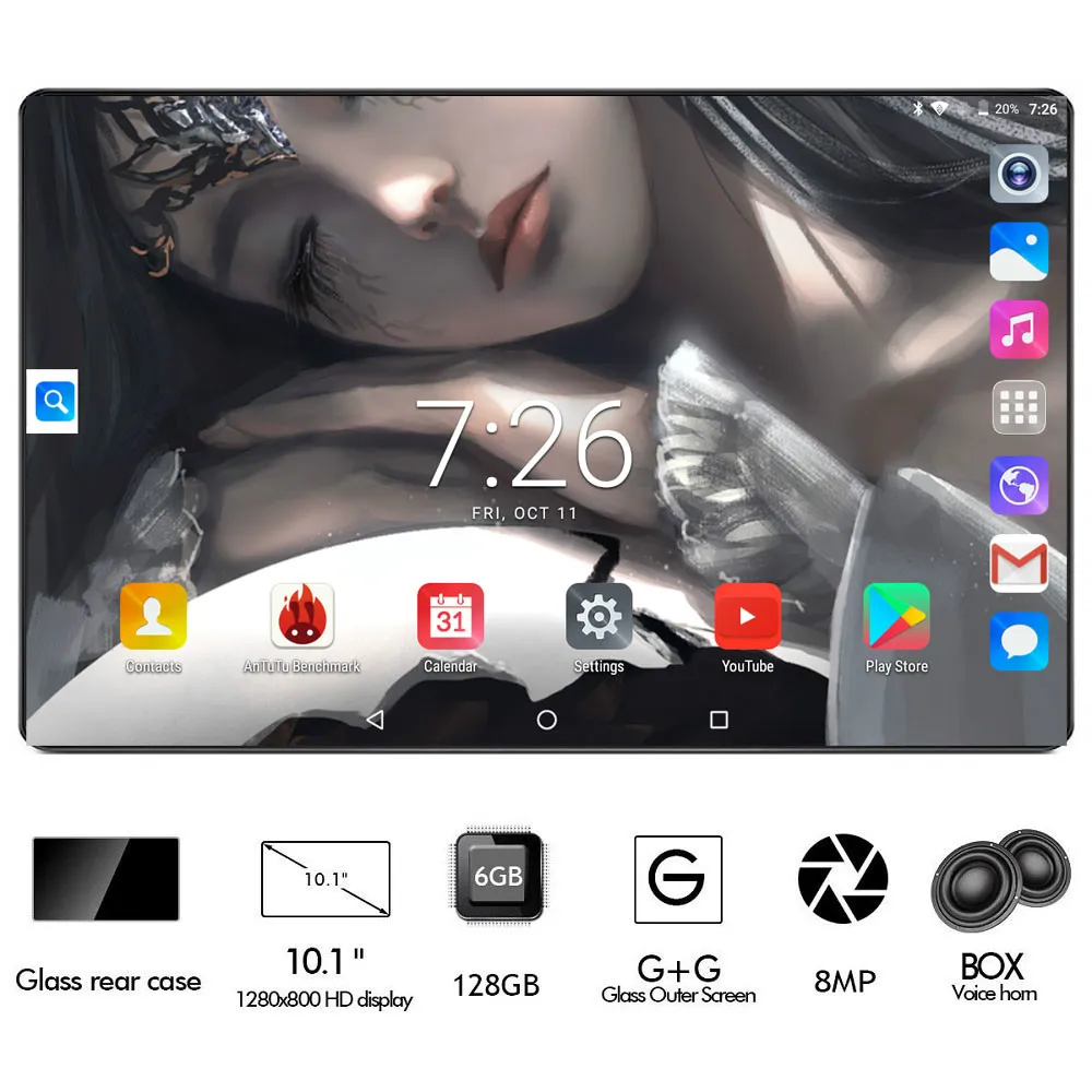 10 inch Android 9.0 Tablet Pc 6000mAh Battery Octa-Core CPU 1280x800 Full HD Display,2.5D Glass 6GB+128GBWIFI 8MP Cameras
10 inch Android 9.0 Tablet Pc 6000mAh Battery Octa-Core CPU 1280x800 Full HD Display,2.5D Glass 6GB+128GBWIFI 8MP Cameras