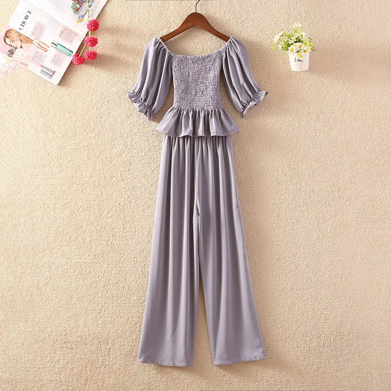 Two Pieces Set Summer Chiffon Slash Neck Short Sleeve Crop Top +casual Wide Leg Pants Fashion 2 Piece Sets Women Outfits Y827
Two Pieces Set Summer Chiffon Slash Neck Short Sleeve Crop Top +casual Wide Leg Pants Fashion 2 Piece Sets Women Outfits Y827