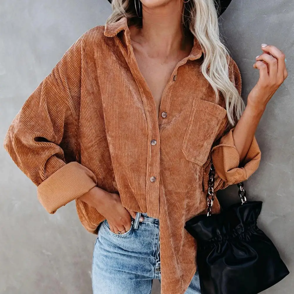 Winter/Autumn Women's Jacket Single Breasted Breathable Solid Color Casual Corduroy Ladies Shirt Jacket for Street Wear
Winter/Autumn Women's Jacket Single Breasted Breathable Solid Color Casual Corduroy Ladies Shirt Jacket for Street Wear