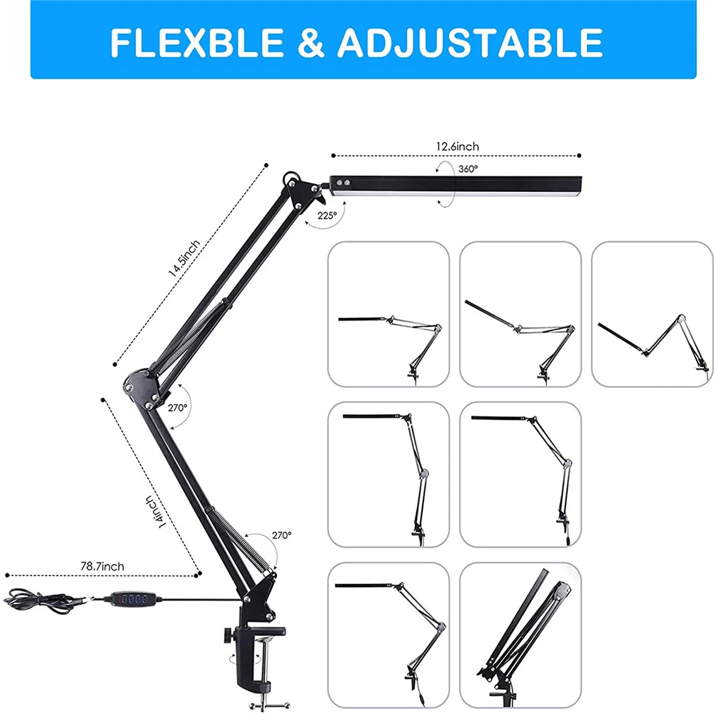 10W Led Light Desk Lamp Metal Swing Arm Table Lamp with Clamp Dimming Table Lamp 3 Colors For Living Room Reading And Computers
10W Led Light Desk Lamp Metal Swing Arm Table Lamp with Clamp Dimming Table Lamp 3 Colors For Living Room Reading And Computers