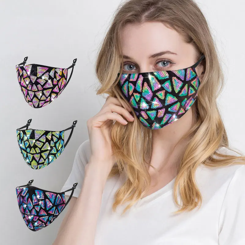 Sequins Mask Women Multicolored Stitching Reusable Washable Face Cover Ladies Personality Flash Bling Masks For Masquerade Party
Sequins Mask Women Multicolored Stitching Reusable Washable Face Cover Ladies Personality Flash Bling Masks For Masquerade Party