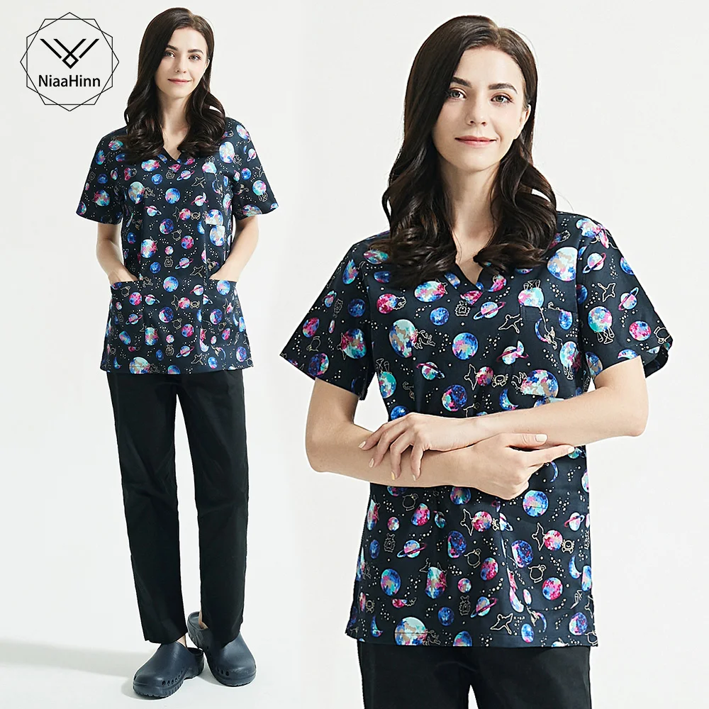 High quality beauty work tops/pants Multicolor Print scrubs tops S-XXL V-neck Short-sleeved scrubs suits lab coat men and women
High quality beauty work tops/pants Multicolor Print scrubs tops S-XXL V-neck Short-sleeved scrubs suits lab coat men and women
