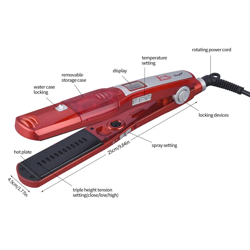 CkeyiN 2 in 1 Steam Hair Straightener Professional Temperature Adjustable Curling Iron 37mm Flat Iron Hair Curler Stying Tool 
CkeyiN 2 in 1 Steam Hair Straightener Professional Temperature Adjustable Curling Iron 37mm Flat Iron Hair Curler Stying Tool