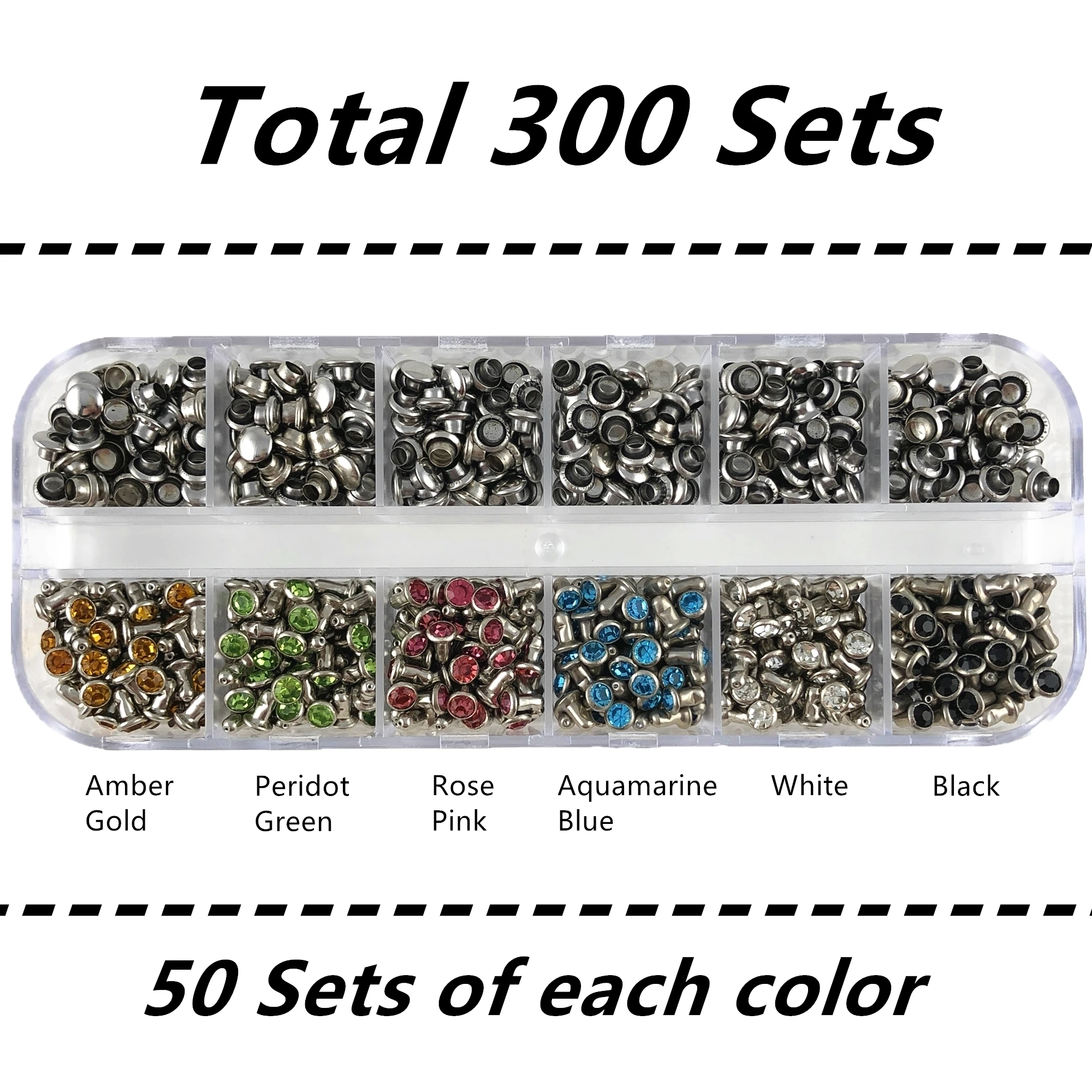 

YORANYO 300 Sets 4MM CZ++ Colorful Crystal Rivets Silver Plated Mixed Color Spots Stud Punk Spike fit for Leather-Crafting