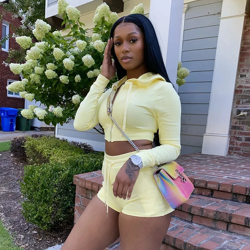 Summer Women Solid Color Casual 2 Piece Set Short Sleeve Pullovers Short Top Elastic Shorts Fashion Athletic Wear Suit Hoodie
Summer Women Solid Color Casual 2 Piece Set Short Sleeve Pullovers Short Top Elastic Shorts Fashion Athletic Wear Suit Hoodie