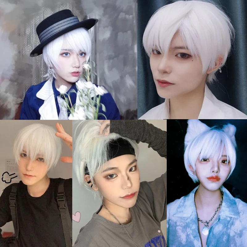 Ailiade White Silver Wig 12" Short Straight Bangs Male Cosplay Costume Anime Wigs Synthetic Wig For Men Women Boy Heat Resistant
Ailiade White Silver Wig 12" Short Straight Bangs Male Cosplay Costume Anime Wigs Synthetic Wig For Men Women Boy Heat Resistant