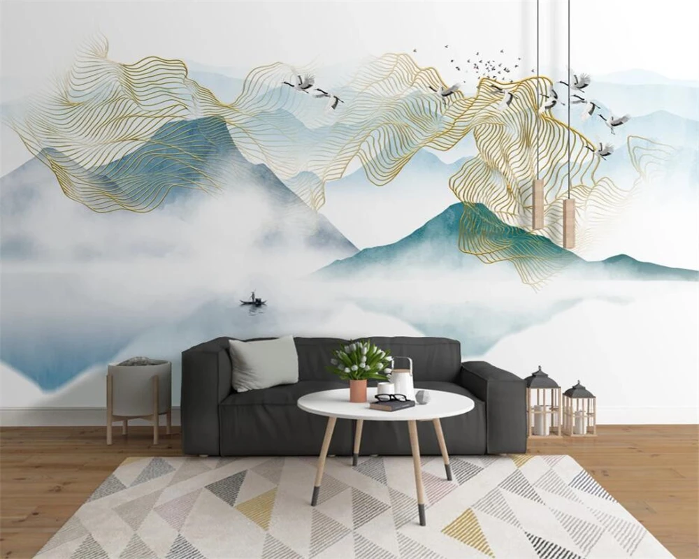beibehang Customized new Chinese modern art abstract ink landscape gold line flying background papel de parede wallpaper
beibehang Customized new Chinese modern art abstract ink landscape gold line flying background papel de parede wallpaper
