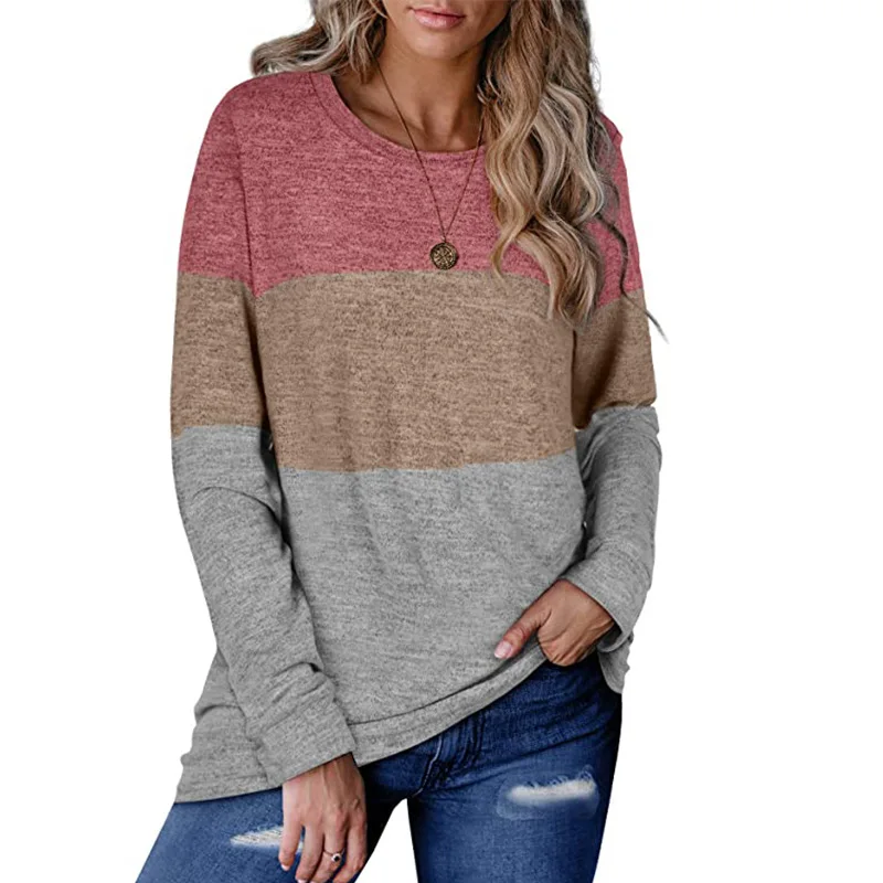 New autumn and winter casual women's T-shirt long-sleeved fashion color matching Slim women's long autumn and winter shirt top
New autumn and winter casual women's T-shirt long-sleeved fashion color matching Slim women's long autumn and winter shirt top
