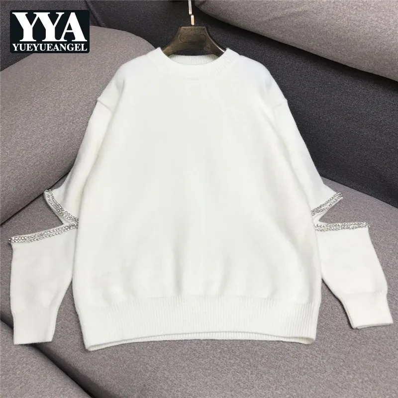 Hole Ripped Cuffs Diamond Female Sweaters Knitted Pullover Korean Style Womens Wool Blends Long Sleeve Woman Autumn Winter Tops
Hole Ripped Cuffs Diamond Female Sweaters Knitted Pullover Korean Style Womens Wool Blends Long Sleeve Woman Autumn Winter Tops