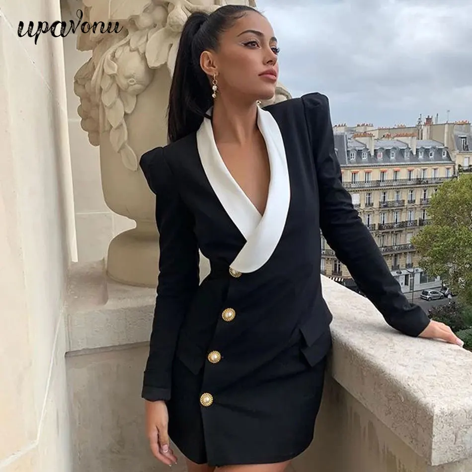 Free Shipping 2021 New Fashion Black Blazer Dress Sexy V-neck Long Sleeve Single Breasted Bodycon Mini Dress Club Party Dresses
Free Shipping 2021 New Fashion Black Blazer Dress Sexy V-neck Long Sleeve Single Breasted Bodycon Mini Dress Club Party Dresses