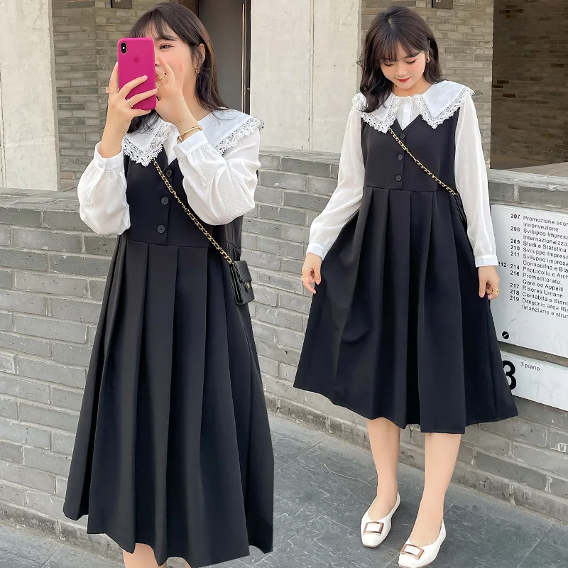 Women's Spring Doll Collar Contrast Lace Button Two-Piece Dress Plus Size Knee Length Casual Wear 100 Kg Can Be Worn
Women's Spring Doll Collar Contrast Lace Button Two-Piece Dress Plus Size Knee Length Casual Wear 100 Kg Can Be Worn
