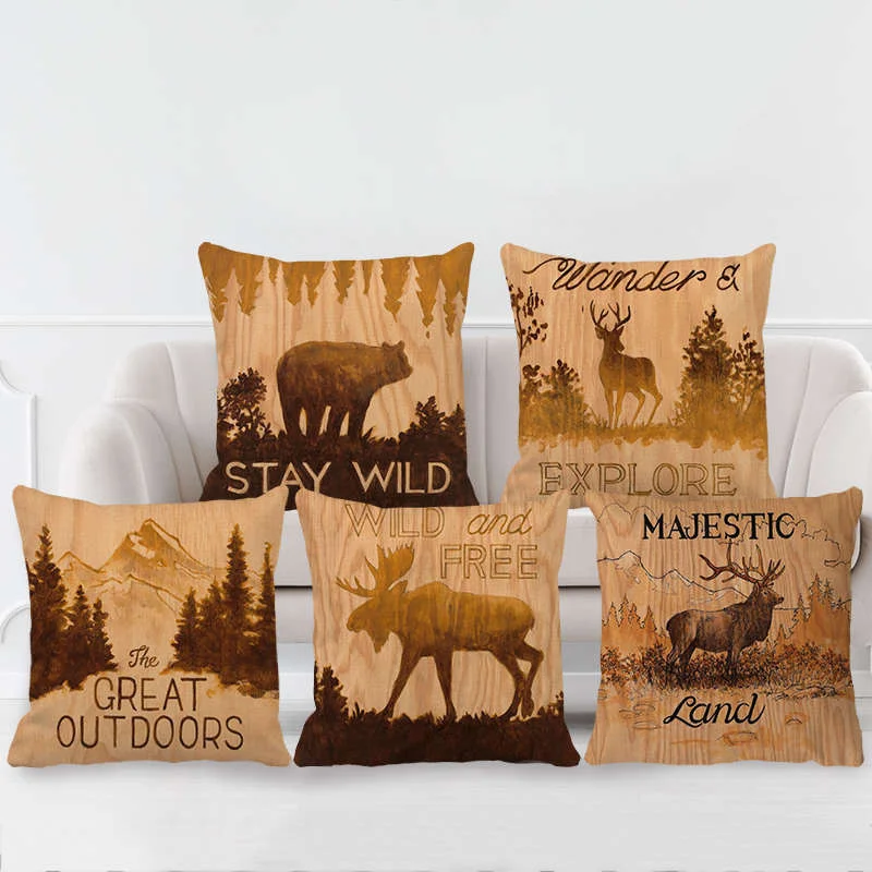Wood Grain Painted Cushion Cover Elk Brown Bear Linen Pillowcase Car Office Sofa Pillow Case 45x45cm Funda Cojin Cojines
Wood Grain Painted Cushion Cover Elk Brown Bear Linen Pillowcase Car Office Sofa Pillow Case 45x45cm Funda Cojin Cojines