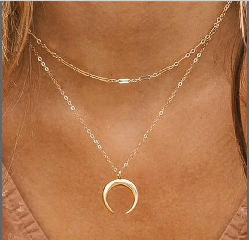 America Cross Border New Multi-layer Necklace Creative Simple Double-layer Moon Pendant Necklace for Women
America Cross Border New Multi-layer Necklace Creative Simple Double-layer Moon Pendant Necklace for Women