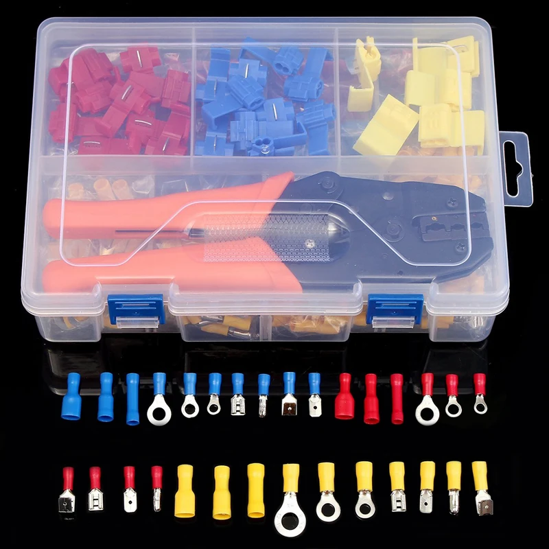 520PCS Assorted Butt Connectors Quick Splice Male/Female Spade Wire Terminals kit & 1PC Electrical Crimping Plier Set with case
520PCS Assorted Butt Connectors Quick Splice Male/Female Spade Wire Terminals kit & 1PC Electrical Crimping Plier Set with case