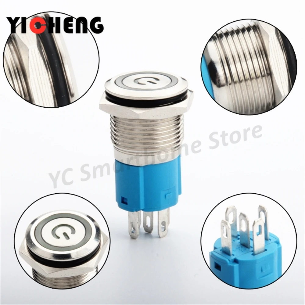 5Pcs high quality waterproof Metal push button switch 16mm LED power start self-reset/self-locking round switch
5Pcs high quality waterproof Metal push button switch 16mm LED power start self-reset/self-locking round switch