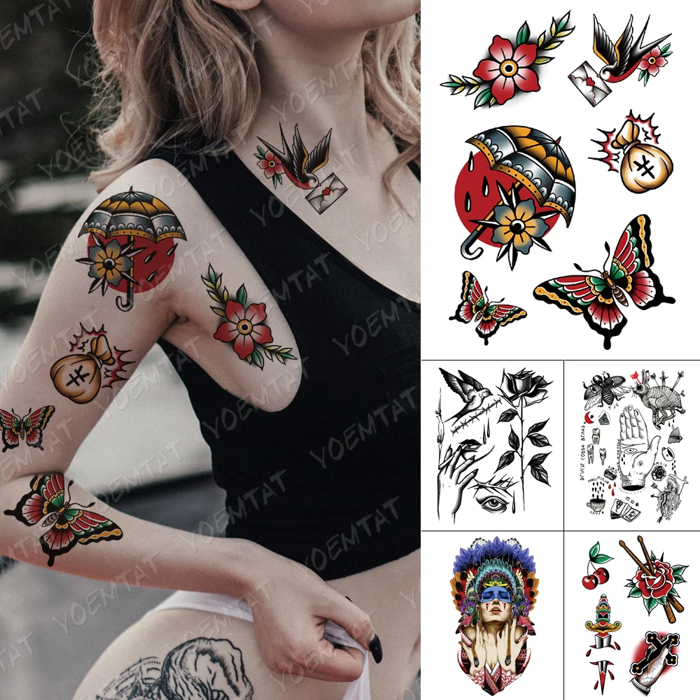 Waterproof Temporary Tattoo Sticker Old School Cherry Chess Sword Flash Tattoos Rose Swallow Body Art Arm Fake Tatoo Women Men
Waterproof Temporary Tattoo Sticker Old School Cherry Chess Sword Flash Tattoos Rose Swallow Body Art Arm Fake Tatoo Women Men