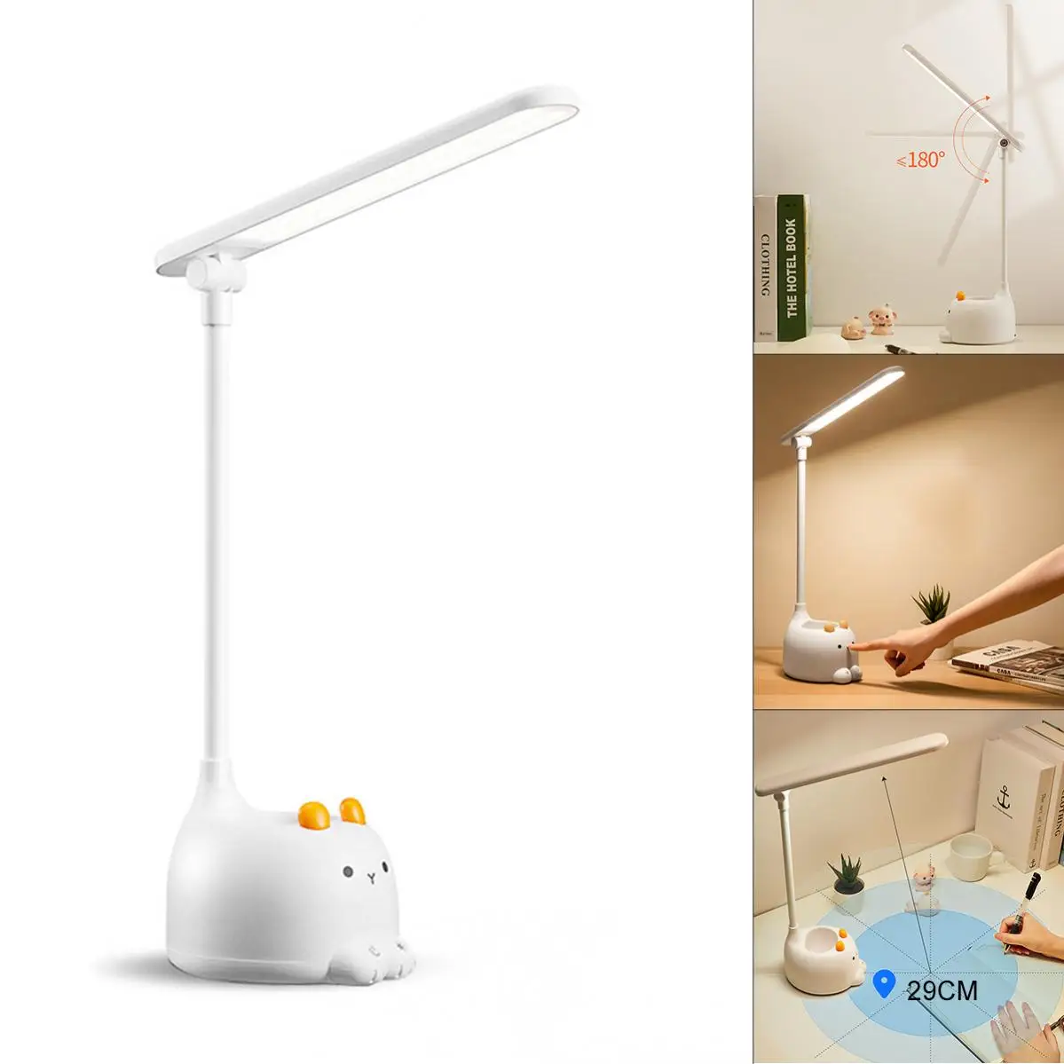 USB charge Cat Desk Lamp Kids Eye Protection Light LED Gooseneck Reading Lamp Touch Stepless Dimming Desk Lamp with Pen Holder
USB charge Cat Desk Lamp Kids Eye Protection Light LED Gooseneck Reading Lamp Touch Stepless Dimming Desk Lamp with Pen Holder